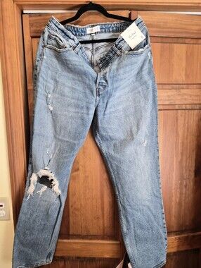 Nwt Abercrombie Light Blue Distressed Jeans Dad Jeans